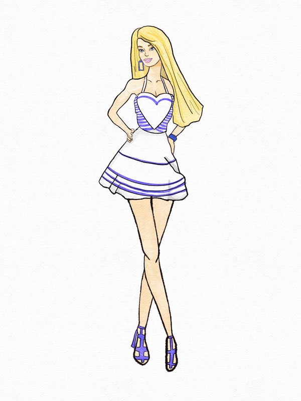 Barbie Print Blue Dress
