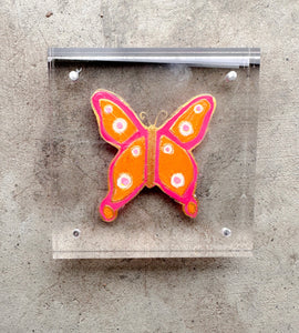 Mini Acrylic Butterfly Pink and Orange